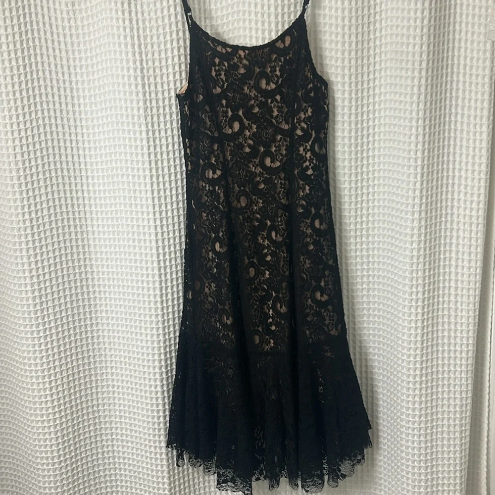 Anthropologie Moulinette Soeurs Black Lace Midi Cami Cotrina Dress Size 0 NWT - Picture 9 of 13